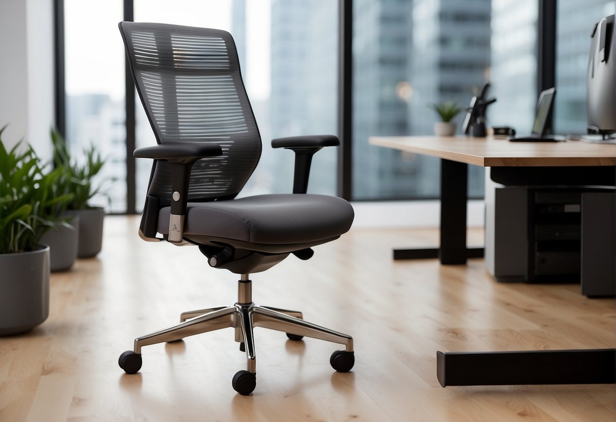 A luxurious grey mesh hjh OFFICE ERGOHUMAN Edition executive chair in a spacious and modern office setting