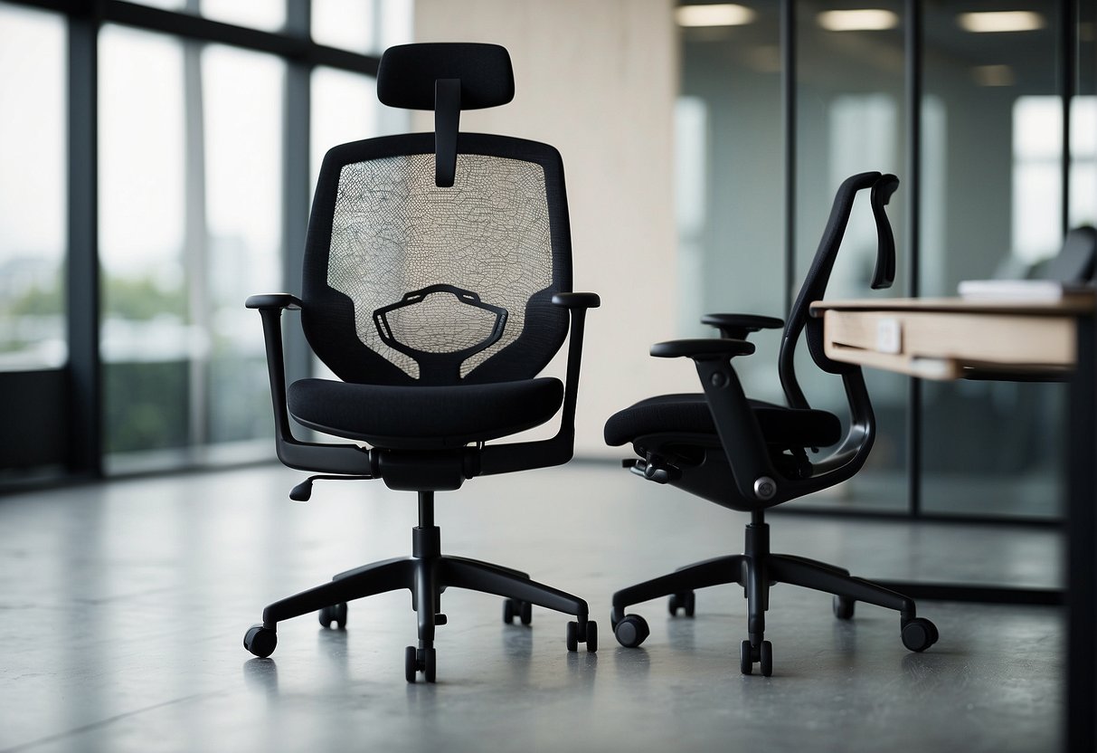 A black office chair with a mix of fabric and mesh materials, featuring the hjh OFFICE brand name "Enjoy I" prominently displayed