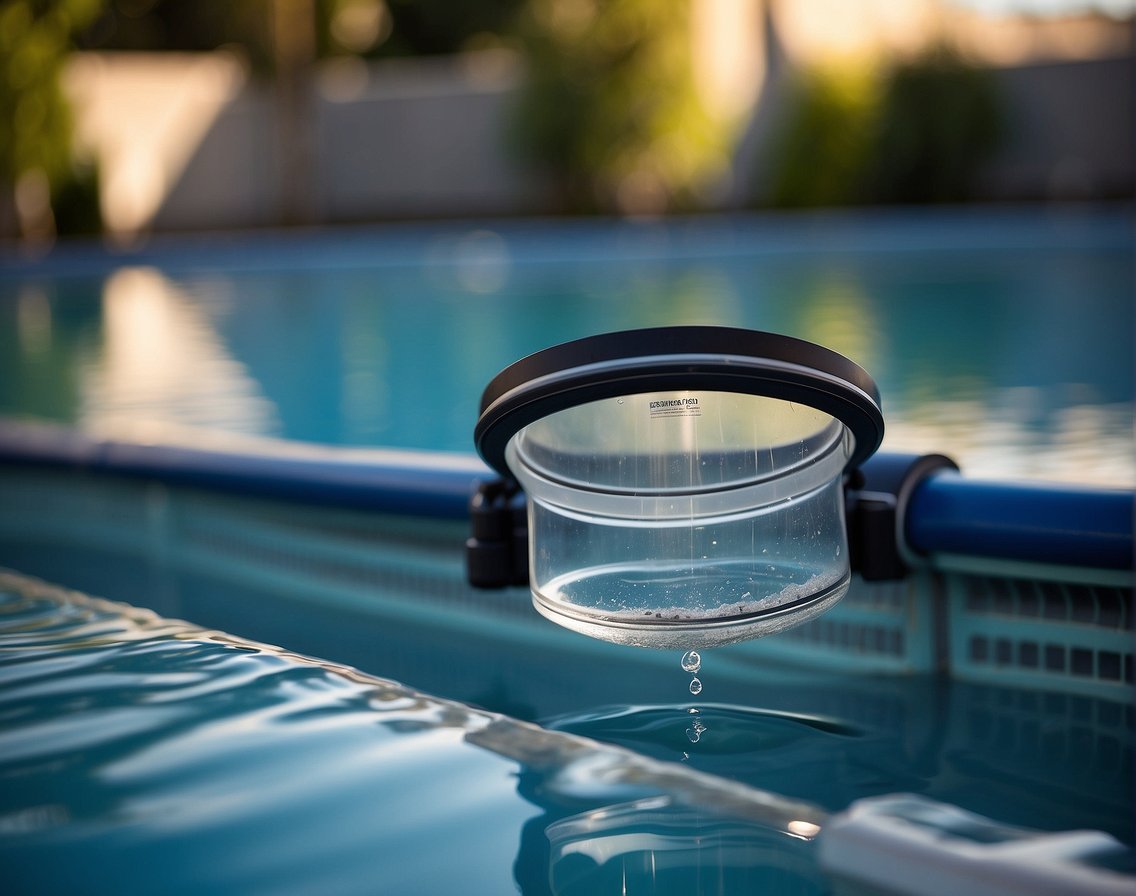 A pool filtration system hums as it circulates water, while a skimmer glides across the surface, removing debris for a clean swimming environment