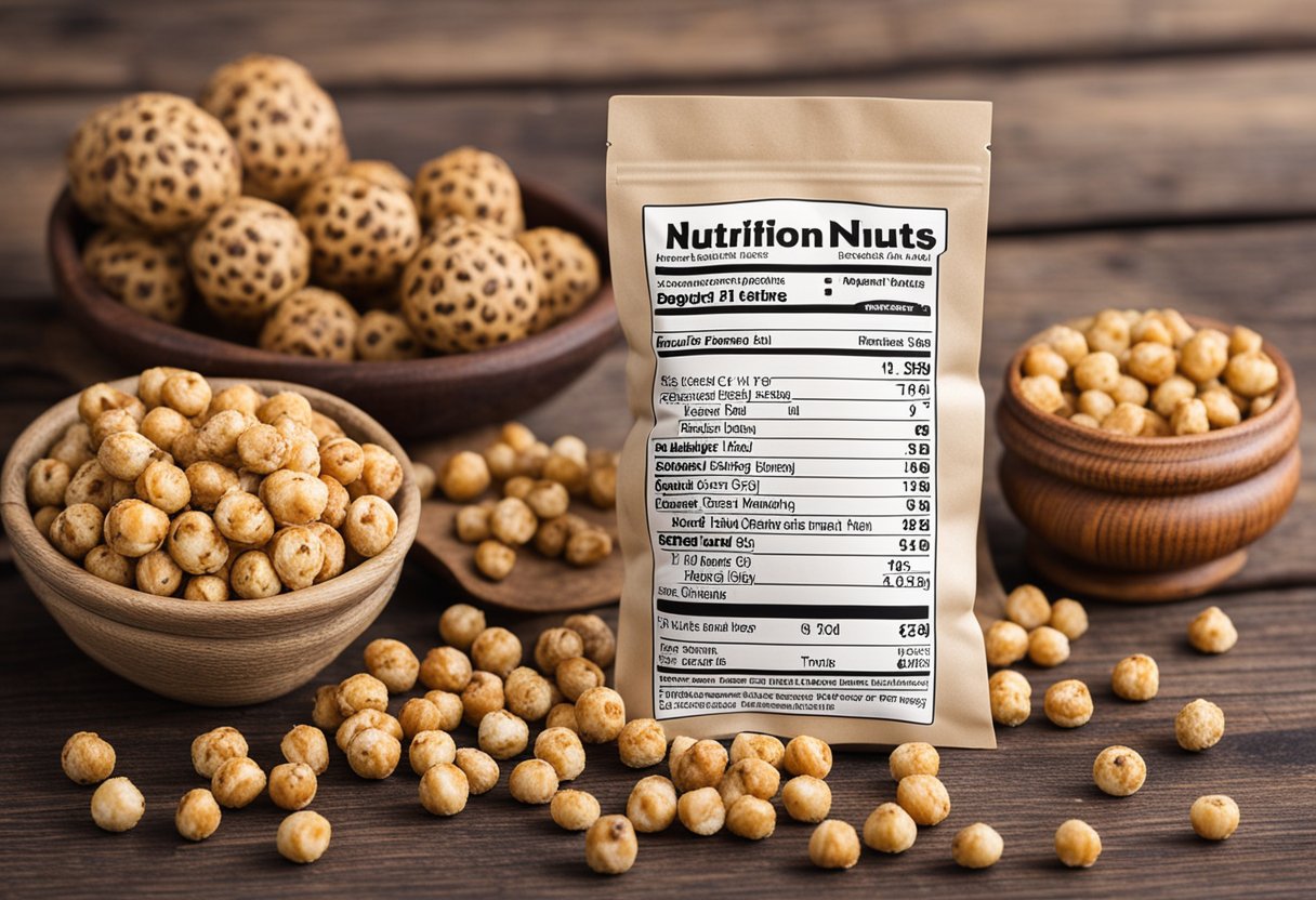 Tiger nuts and a chart showing their nutritional benefits