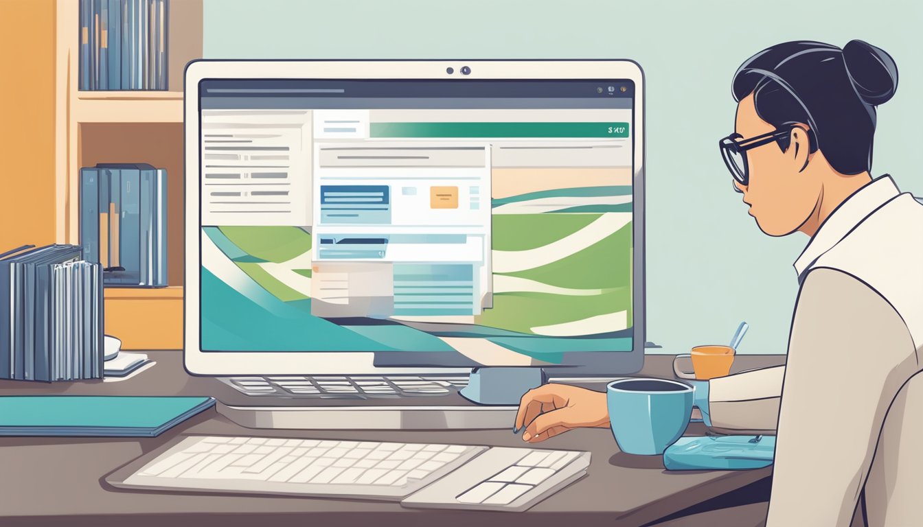 A person uses a computer to make a partial repayment on their OCBC home loan, entering payment details online