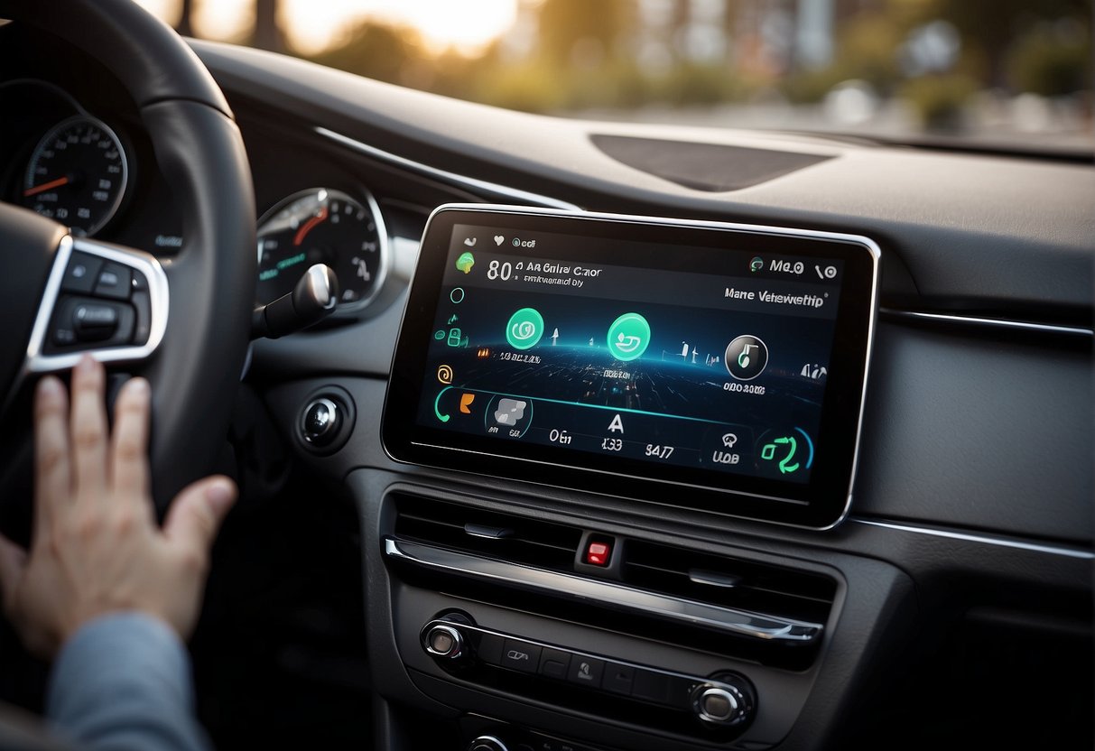 A car dashboard with a smartphone connected to an alternative to CarPlay and Android Auto
