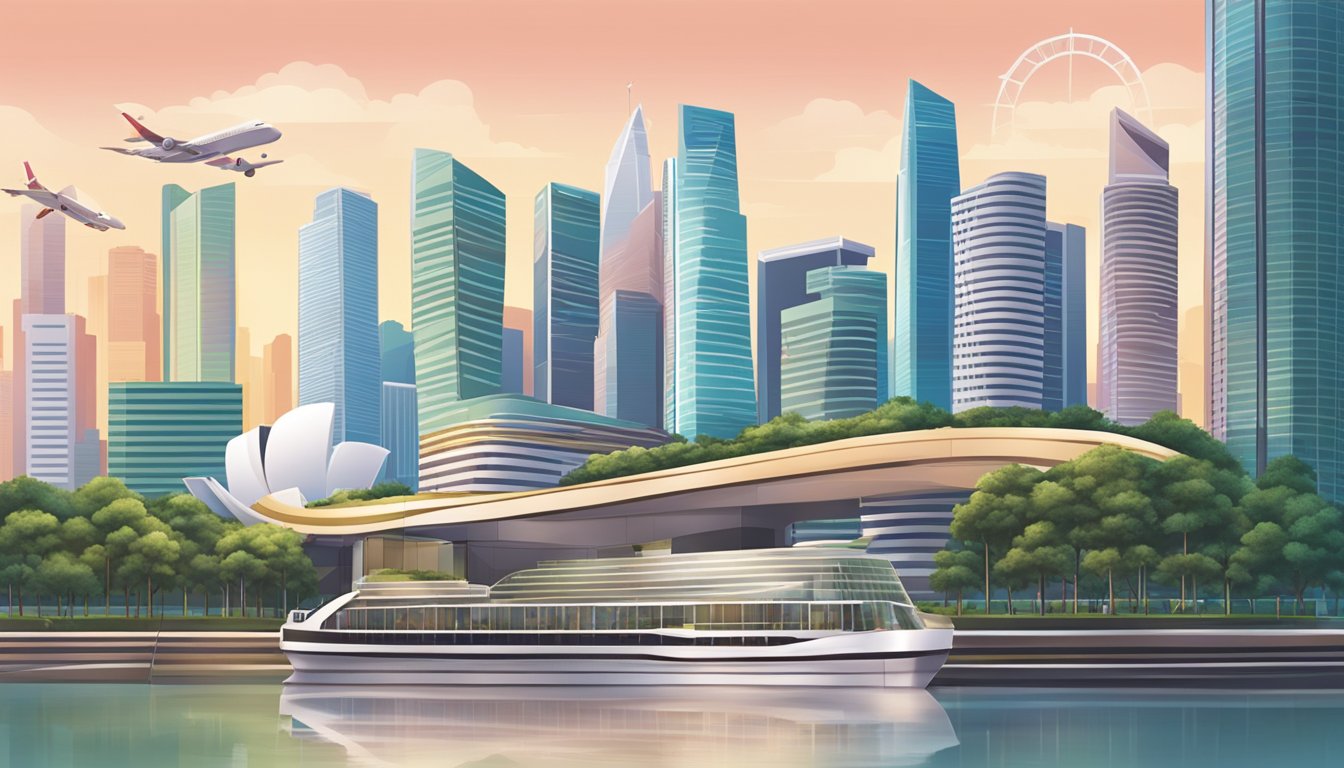 The scene depicts a sleek OCBC metal card against a modern Singapore backdrop, with a focus on the card's design and the city's iconic landmarks