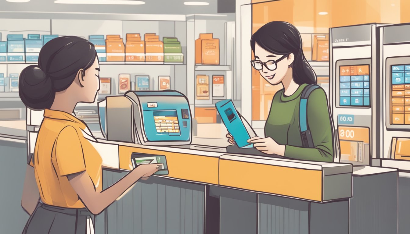 A person swiping a credit card to redeem OCBC Miles at a Singaporean store