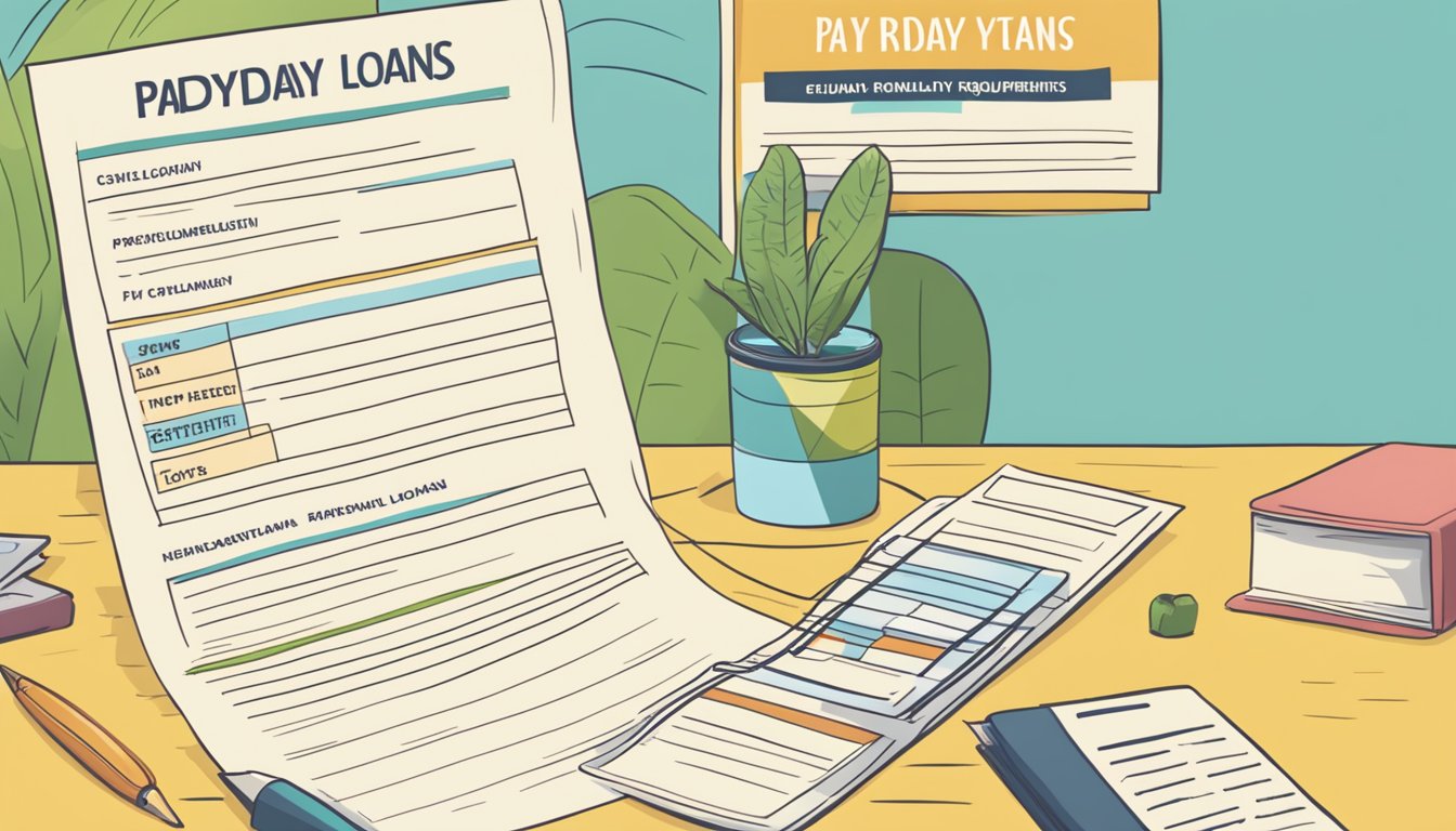 A table with a list of eligibility requirements for payday loans in Singapore, including income and age criteria