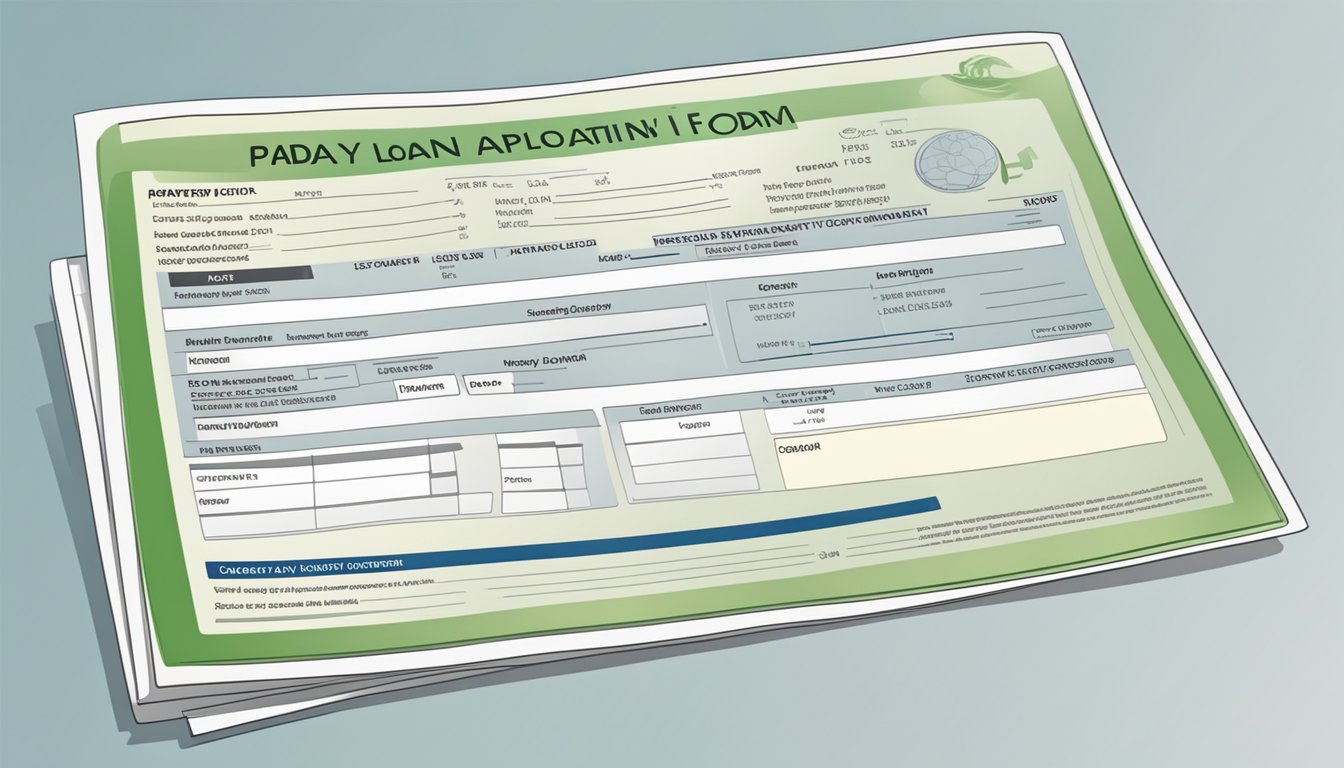 A payday loan application form with eligibility and interest rate details