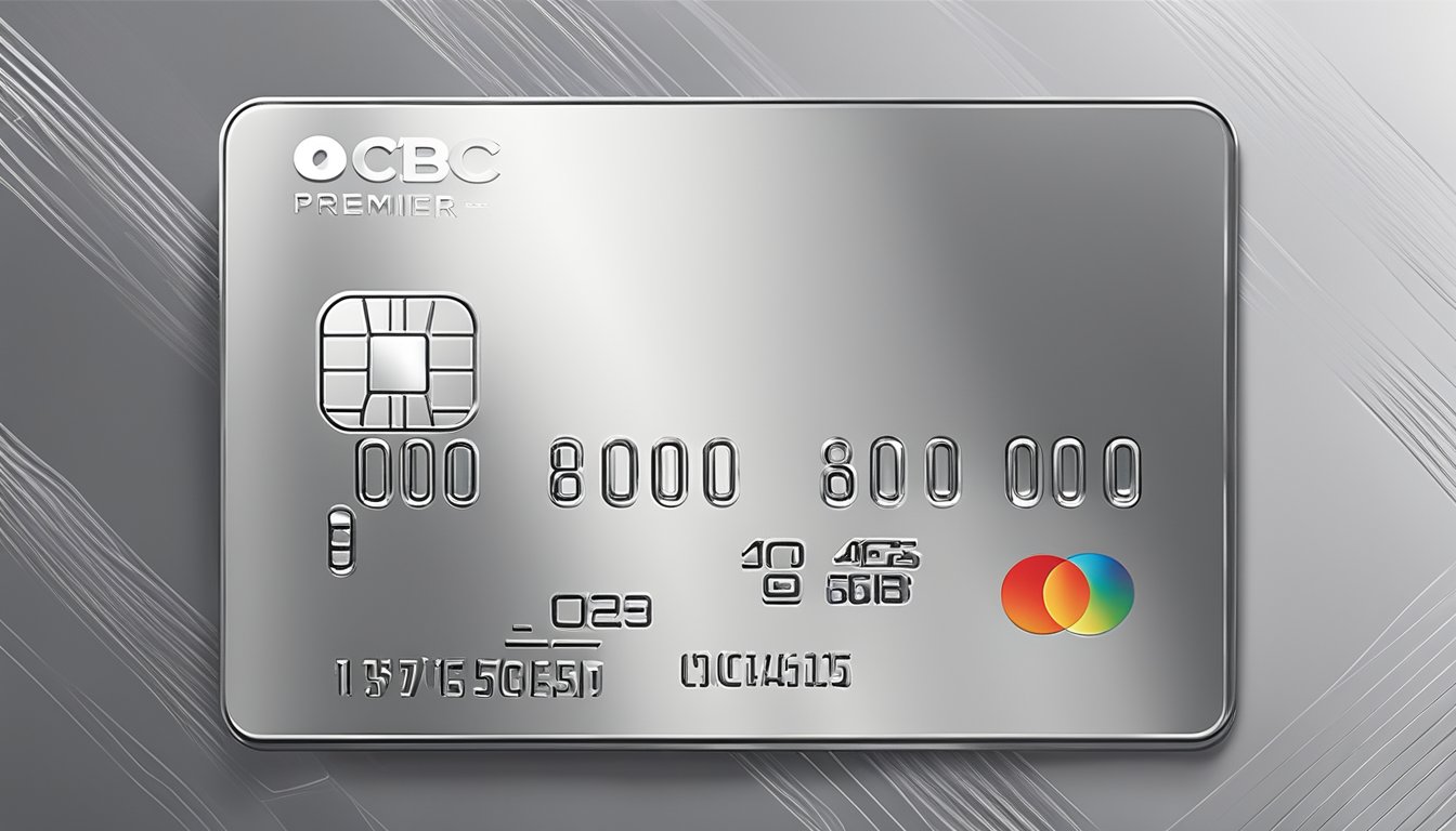 The OCBC Premier Banking credit card features a sleek design with a metallic finish, embossed logo, and a holographic security feature