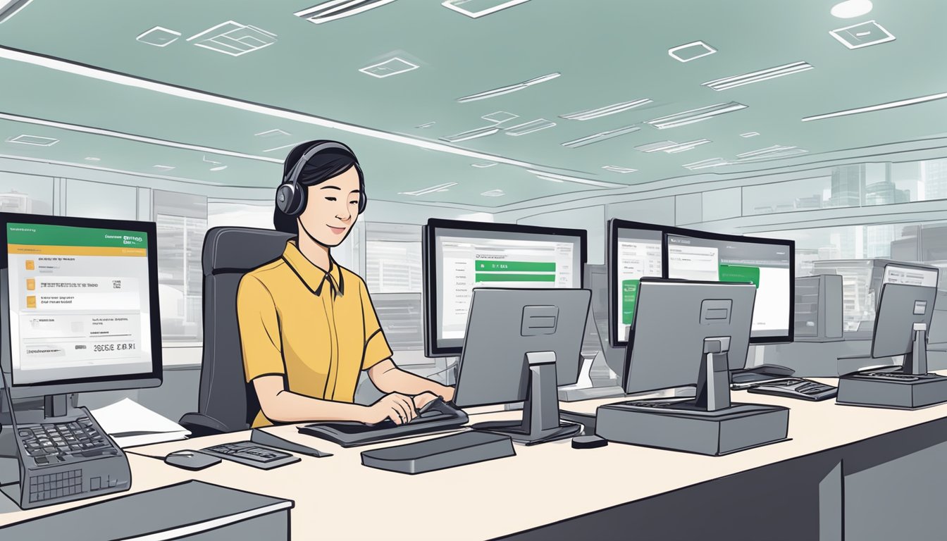 A customer service representative answering inquiries about OCBC Premier Banking credit cards in Singapore