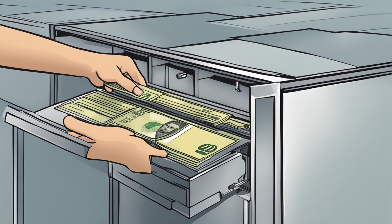A person dropping a cheque into an OCBC quick deposit box