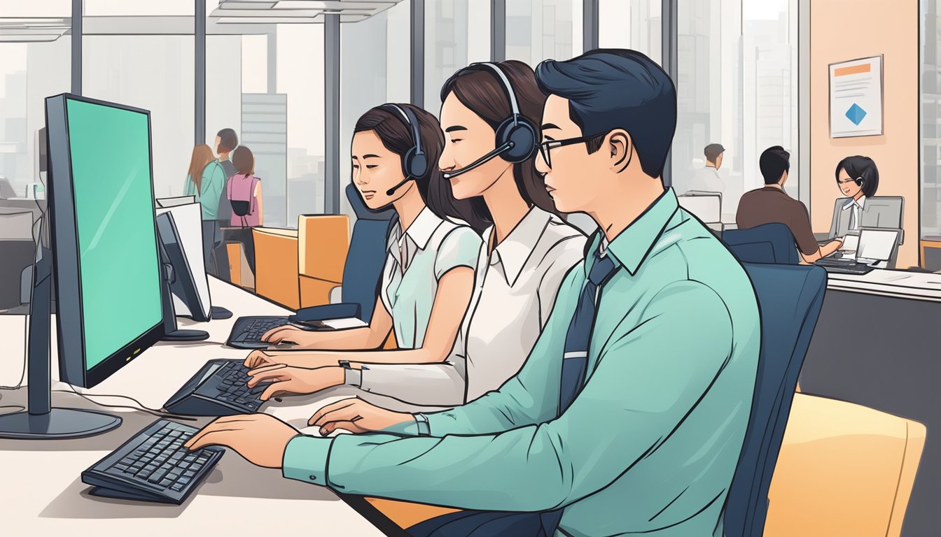 A customer service representative at OCBC assists a client with a temporary credit limit increase request in Singapore