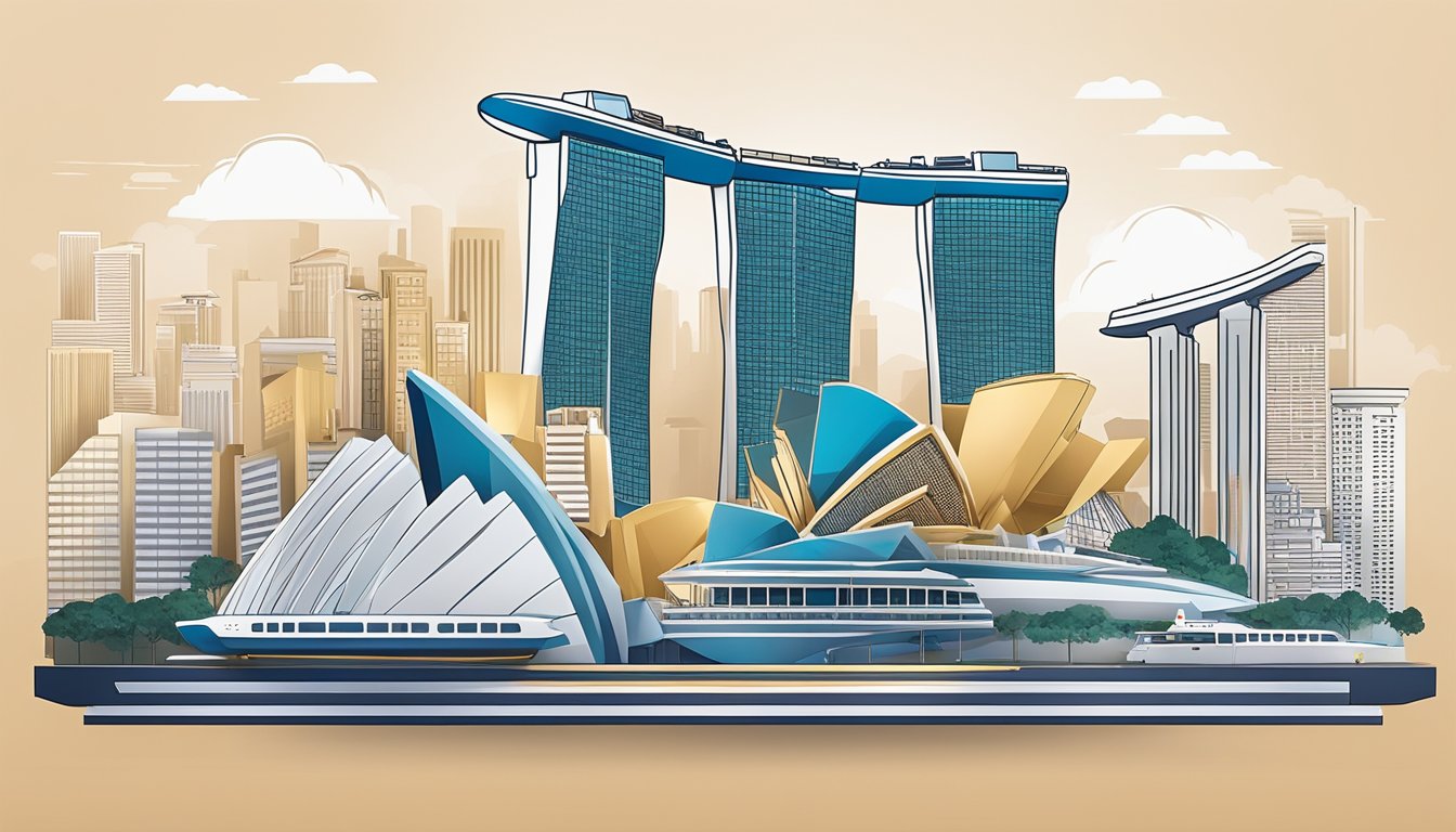 A sleek and modern credit card is displayed against the backdrop of iconic Singapore landmarks, symbolizing the luxury and travel benefits of the OCBC Voyage credit card