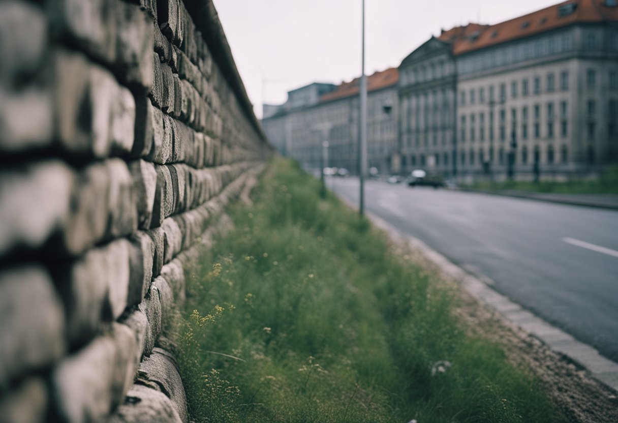 The Berlin Wall divides the city, symbolizing Cold War tensions and political dynamics. Its fall in 1989 marks a turning point in international relations