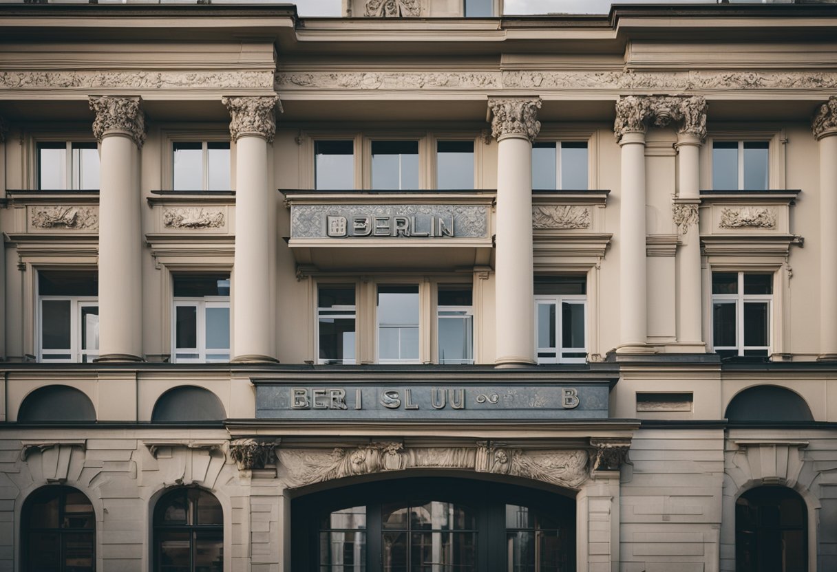 Das Hostel in Berlin, Deutschland, strahlt mit seiner prächtigen Fassade und den aufwendigen Details historische und architektonische Bedeutung aus.