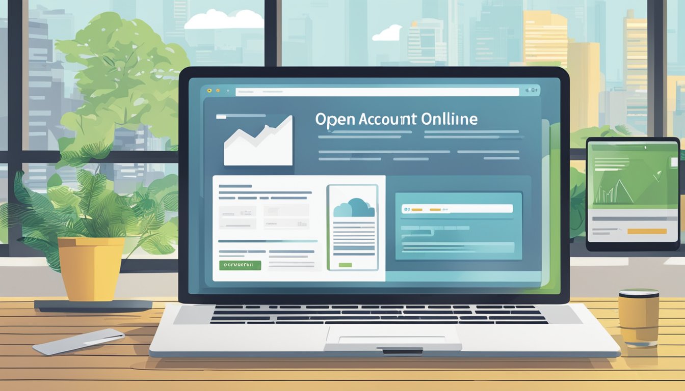 A computer screen displaying a website with the words "Open a CDP account online Singapore" prominently featured