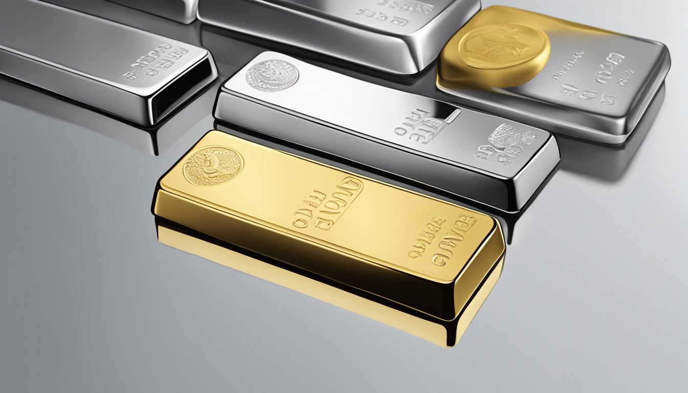 A shiny PAMP gold bar from UOB Singapore sits on a clean, reflective surface