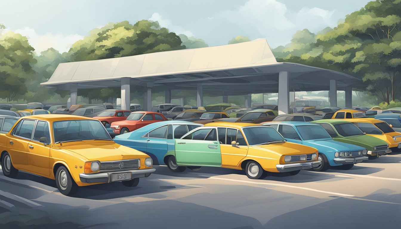 Cars parked near Woodlands Checkpoint in Singapore
