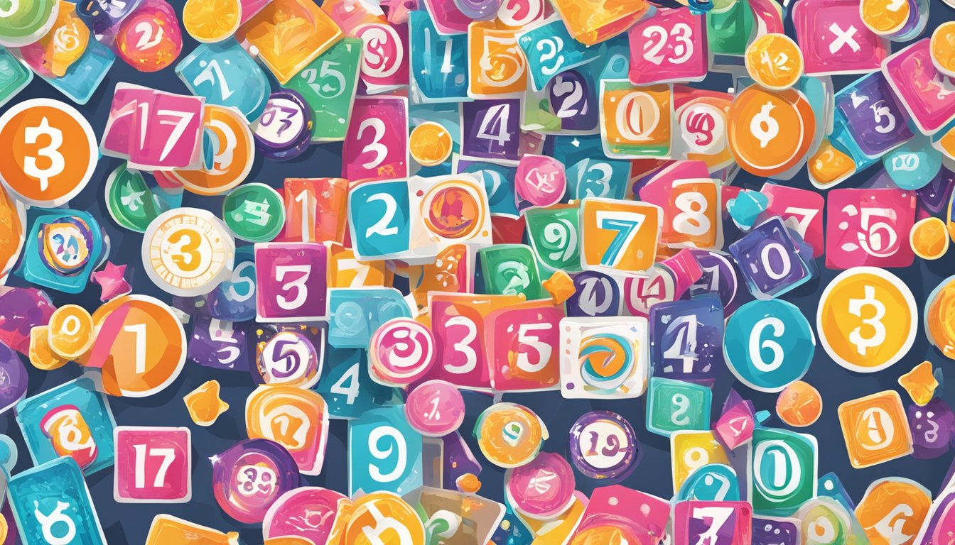 A colorful display of passion card points in Singapore, featuring vibrant symbols and numbers arranged in an eye-catching pattern