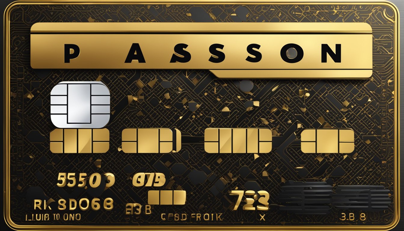 A luxurious gold and black credit card with the logos of Passion Card, POSB, and Mastercard, surrounded by symbols of exclusive benefits and privileges