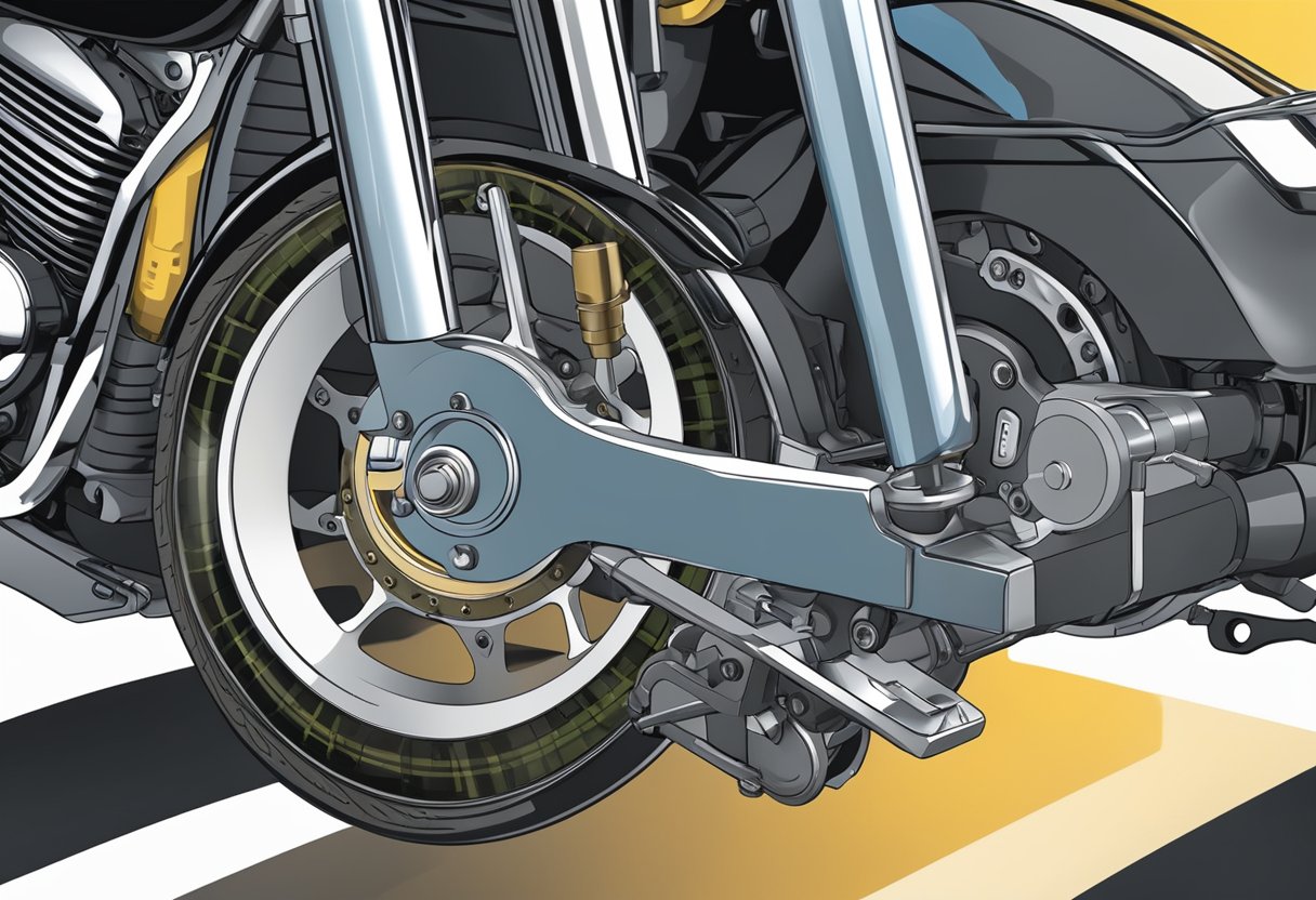 A motorcycle brake system being checked for condition quickly and accurately