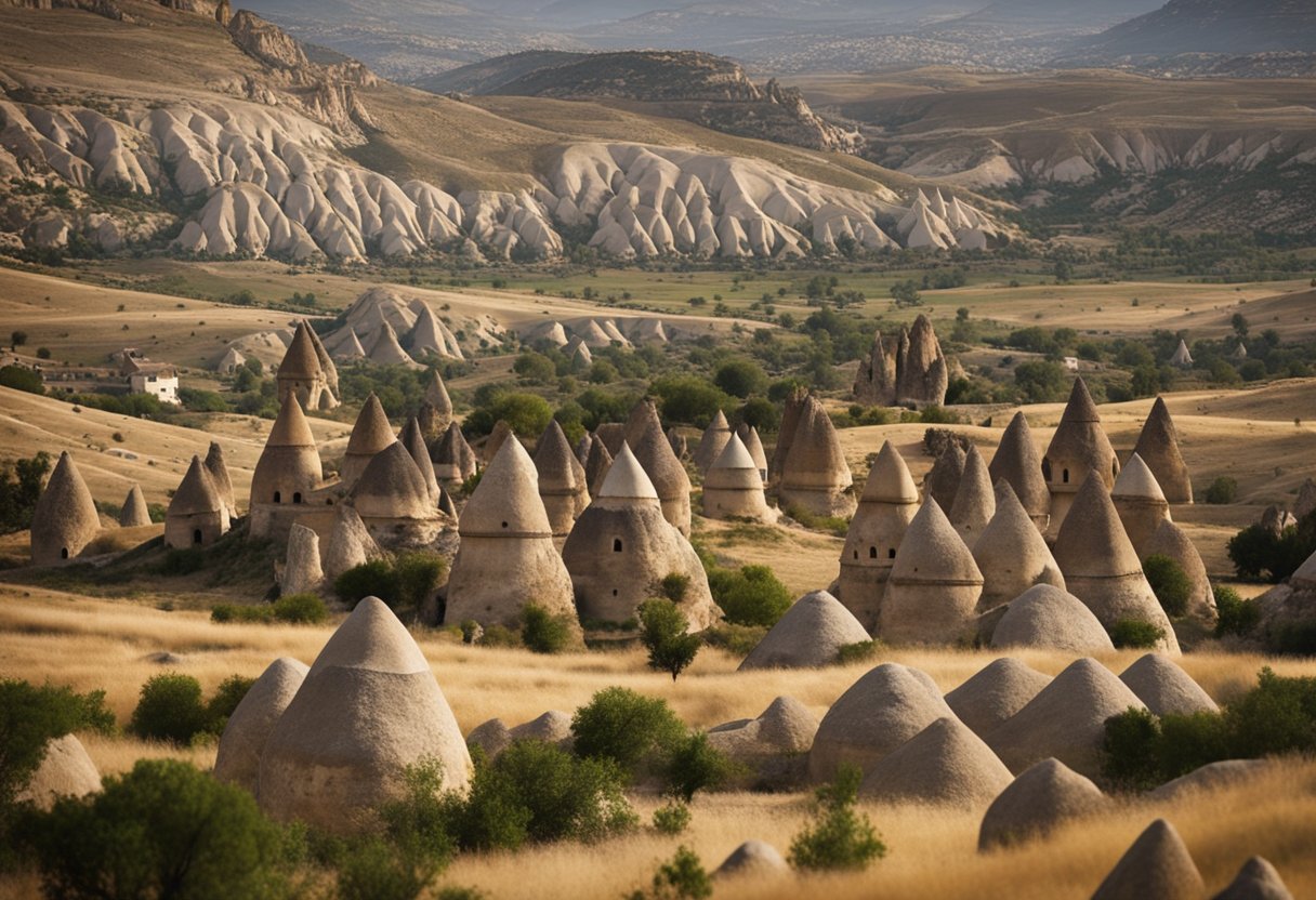 underground cities of Cappadocia
Rolling hills of Cappadocia dotted with ancient underground cities, carved into the soft stone, blending seamlessly with the natural landscape