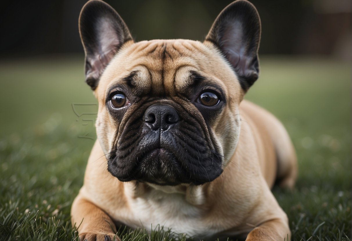 A French bulldog's head grows larger as it matures, with a broad skull, wide-set eyes, and a short, square muzzle