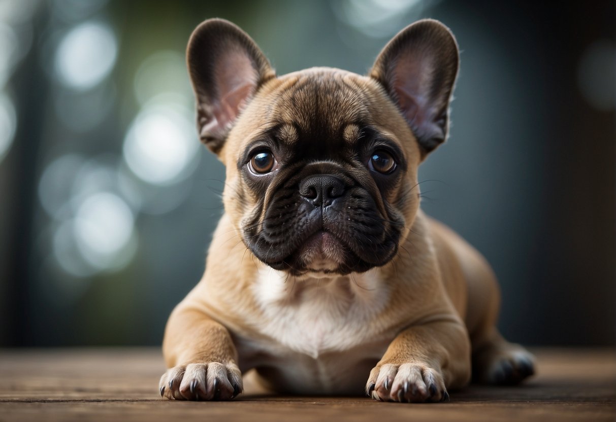A French bulldog puppy's head grows gradually, from a small, round shape to a larger, more defined structure as it reaches adulthood