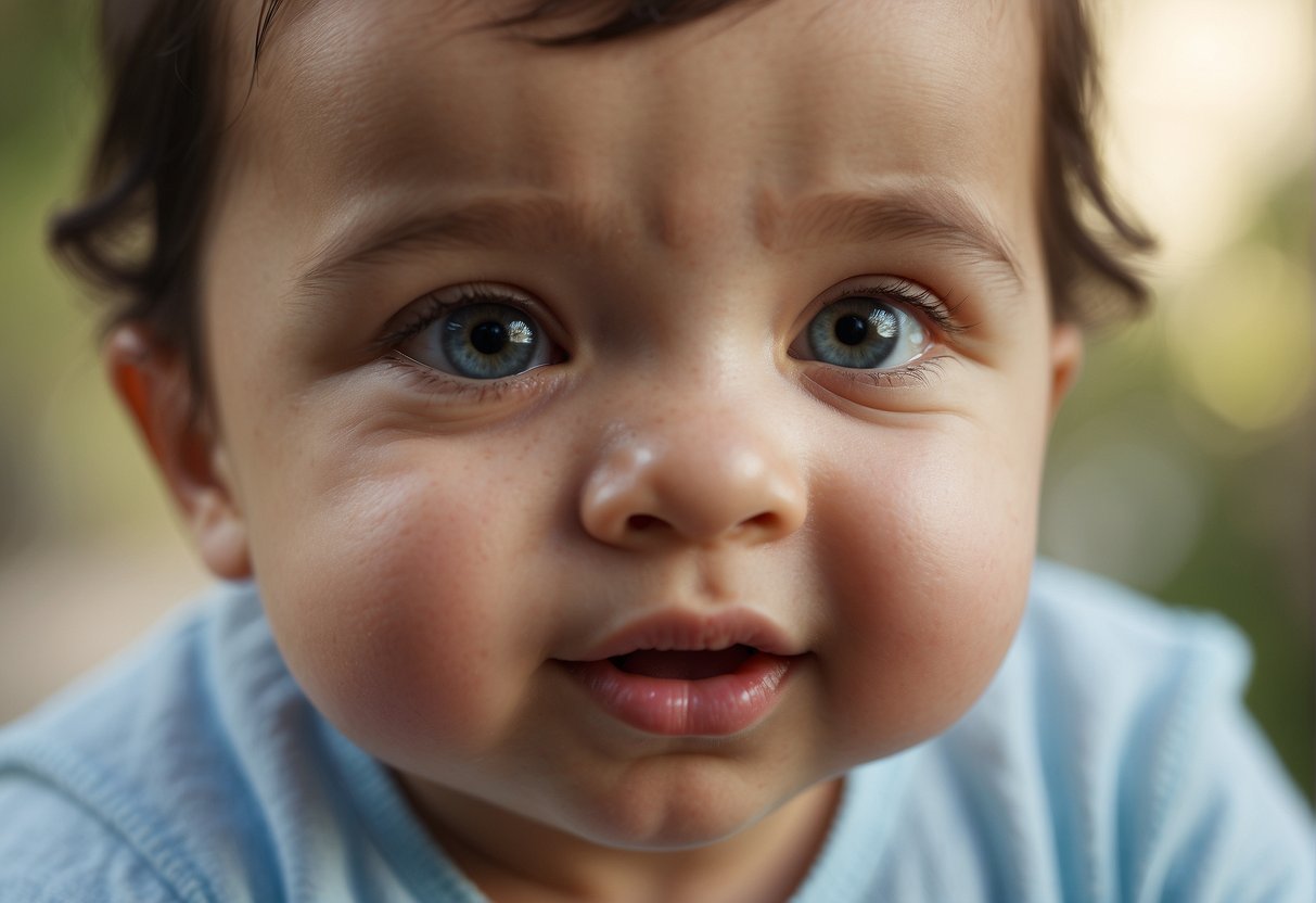A baby repeatedly rubs their nose, showing signs of nasal discomfort