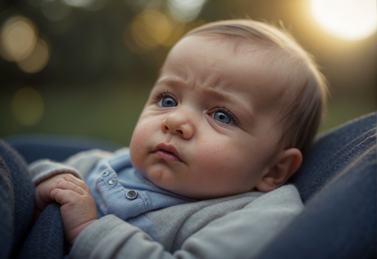 A baby's head presses against the lower abdomen, causing hiccups