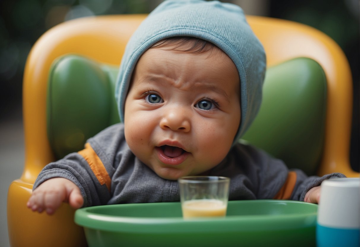 Baby grimacing, clutching stomach, and vomiting after drinking spoiled formula
