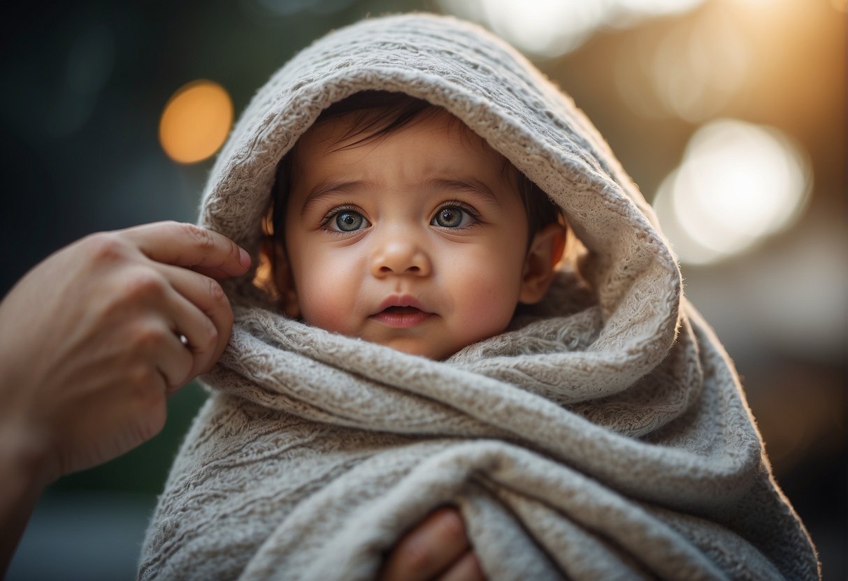 A toddler's blanket is lifted off their face, creating a breathable space. Cool air circulates, ensuring comfort and preventing overheating
