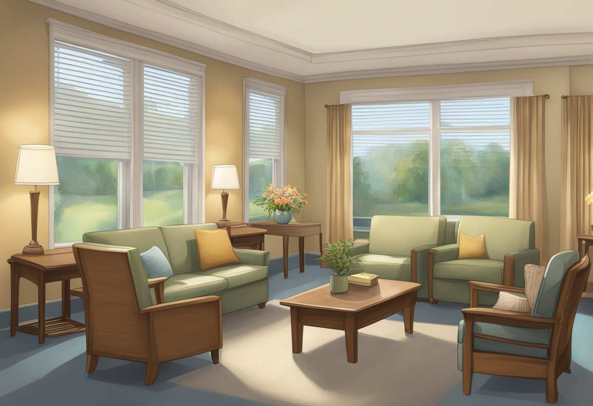 A peaceful room with soft lighting, comfortable furniture, and calming decor. A caring hospice team provides support to patients and families in Cleveland, Ohio