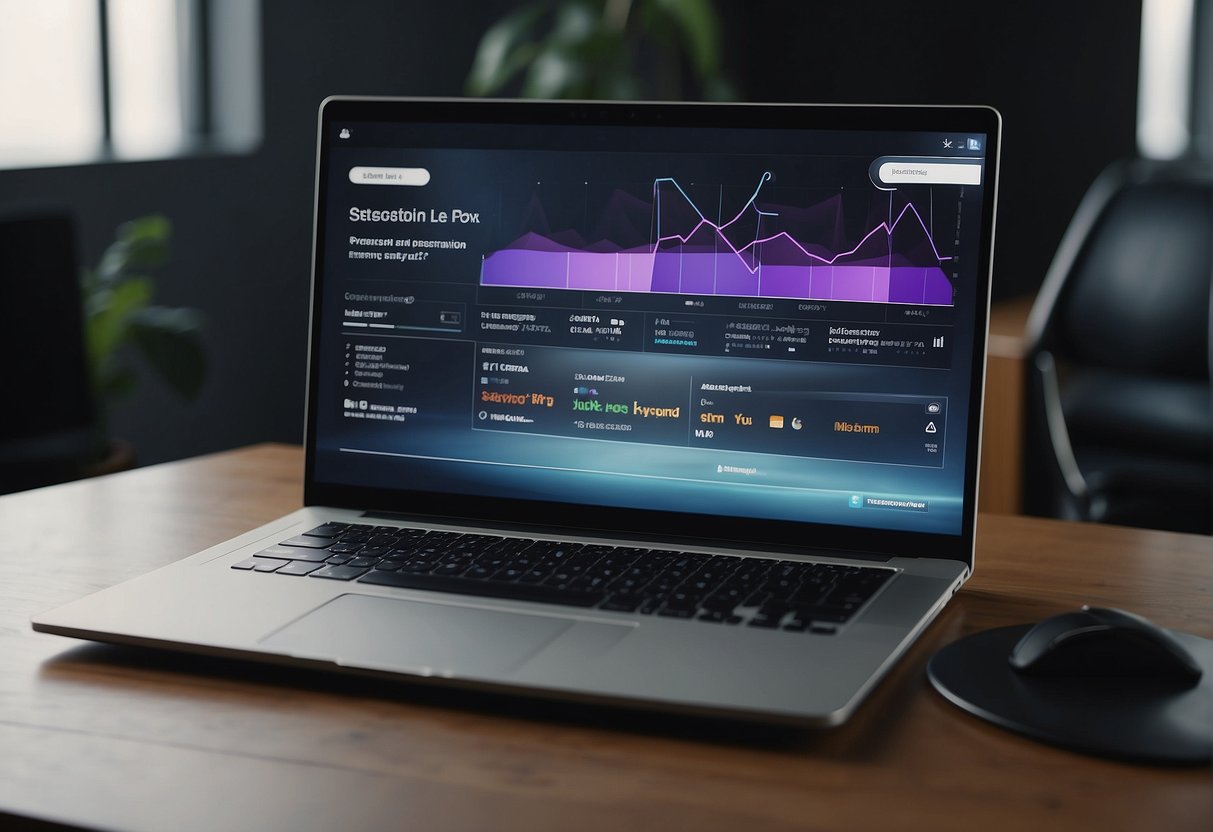 A computer displaying a sleek interface with "Preparation and Presentation" branding. A video icon is highlighted, indicating AI video creation