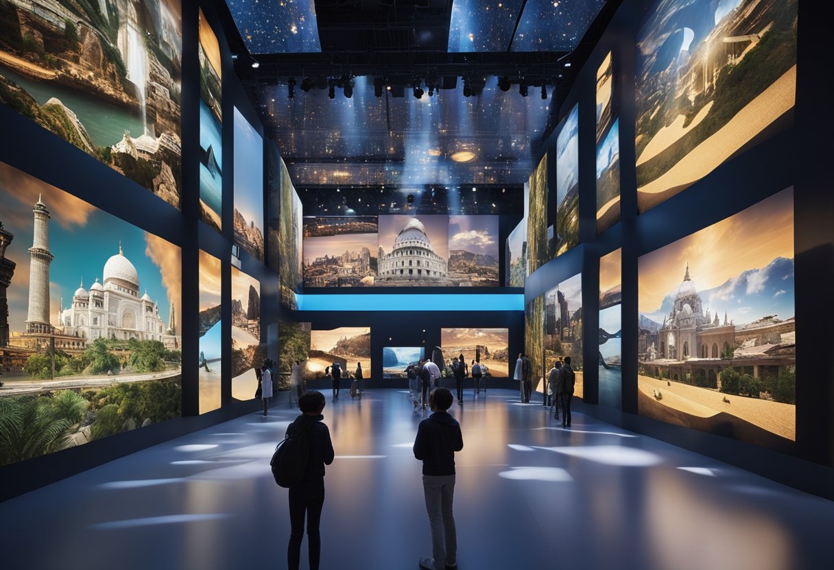 Diving into the Metaverse: Cultural Tourism's Next Big Adventure - A virtual world with diverse cultural landmarks, interactive exhibits, and immersive experiences. Cutting-edge technology merges with educational content for a new era of cultural tourism