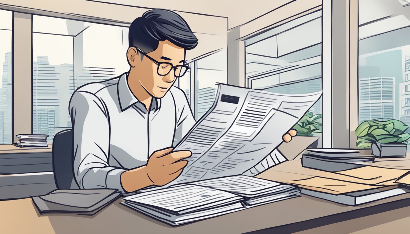 A person carefully reviews loan terms and conditions, comparing benefits of fast cash lenders in Singapore to safeguard against potential scams
