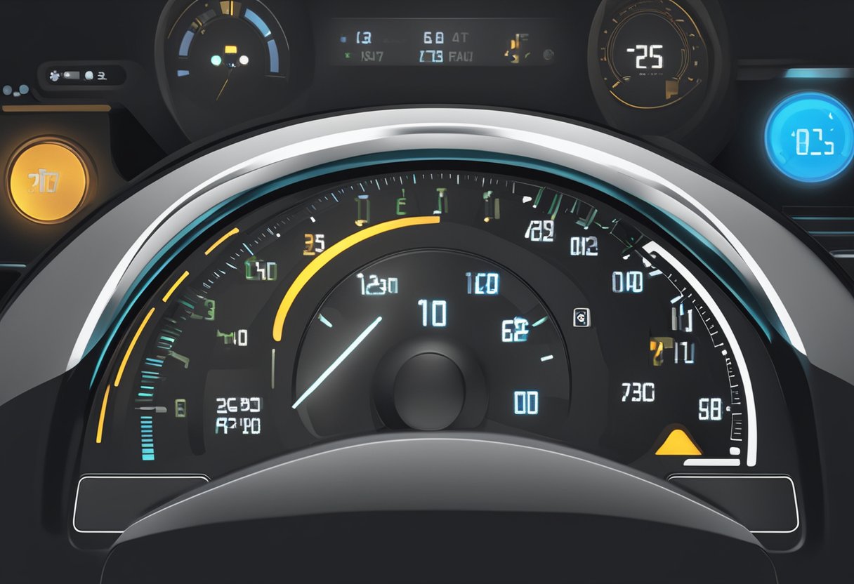 A motorcycle dashboard displays error code P1128.

A wrench icon flashes, indicating "Long Term Fuel Trim Too Lean" issue