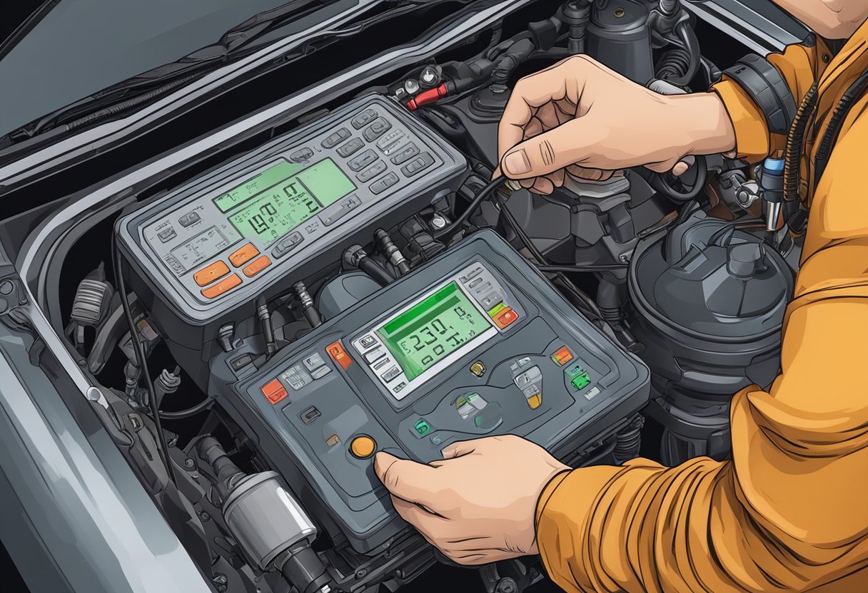 A mechanic examines a motorcycle diagnostic tool displaying error code P1250.

The technician inspects the pressure regulator control solenoid circuit for malfunction