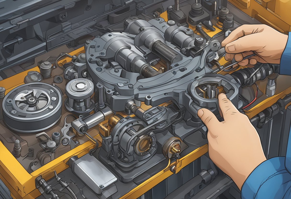 A mechanic examines a motorcycle's crankshaft position sensor 'B' circuit for malfunction.

Tools and diagnostic equipment are spread out on a workbench