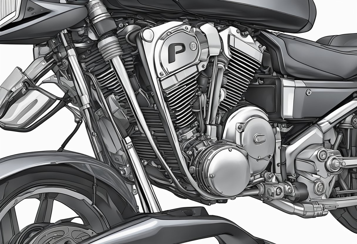 The motorcycle engine sputters as the camshaft position 'A' is over-retarded, causing a malfunction code P0022 to appear on the dashboard