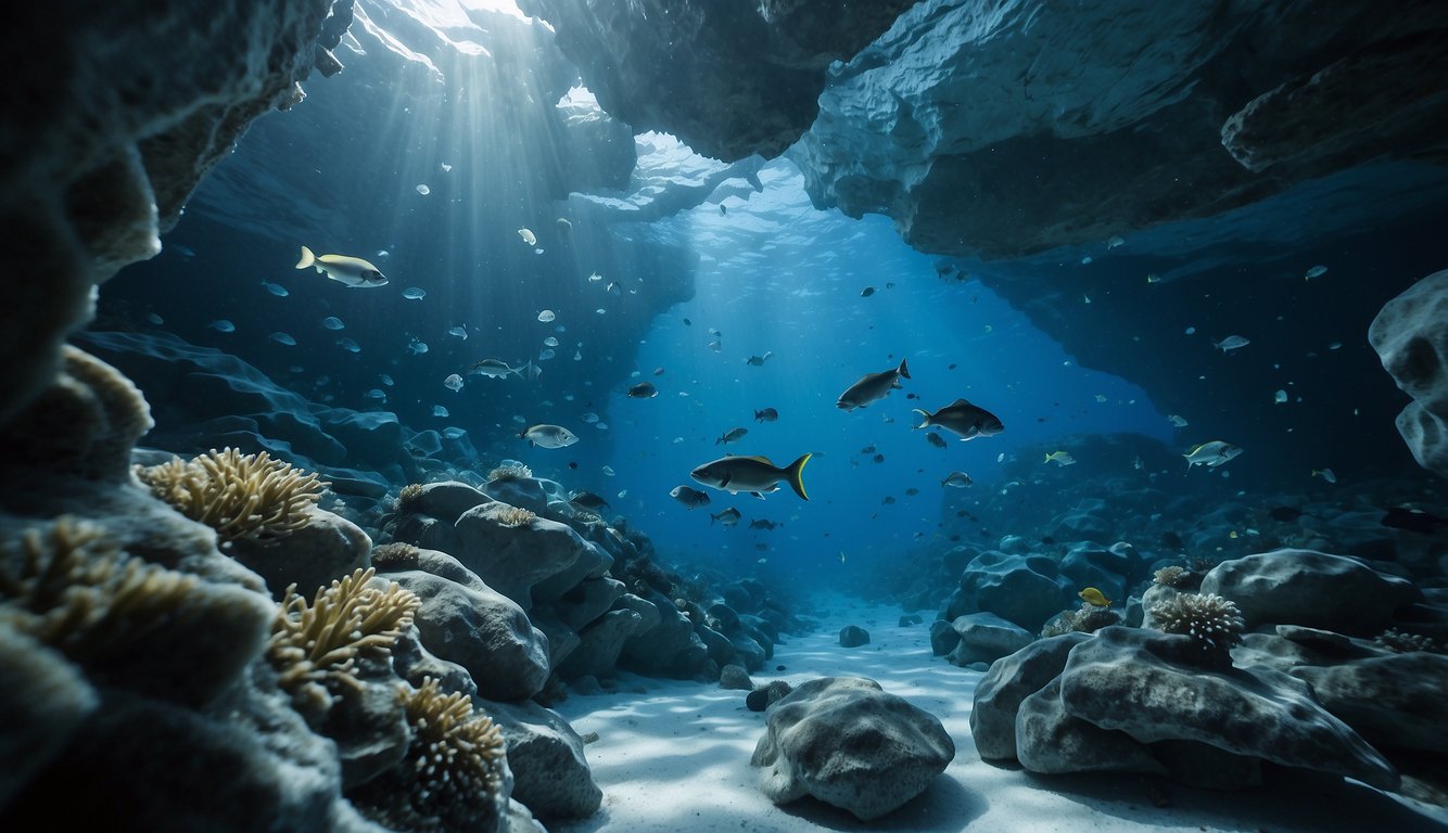 A vast, frozen underwater world teeming with life.

The Antarctic Toothfish glides through icy caves and crevices, surrounded by shimmering blue hues and delicate ice formations