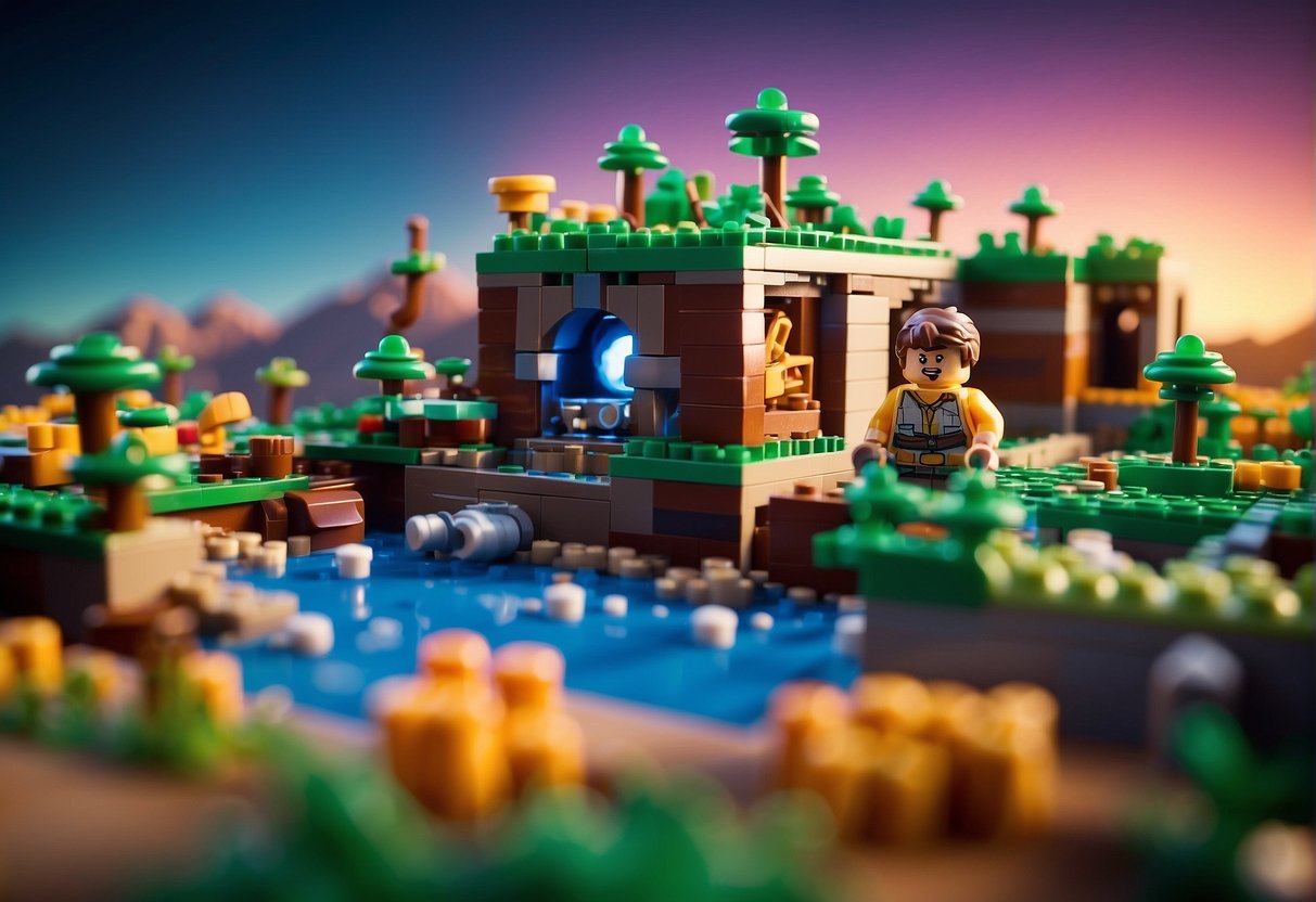 A colorful landscape with a hidden cave reveals Blast Core Lego Fortnite