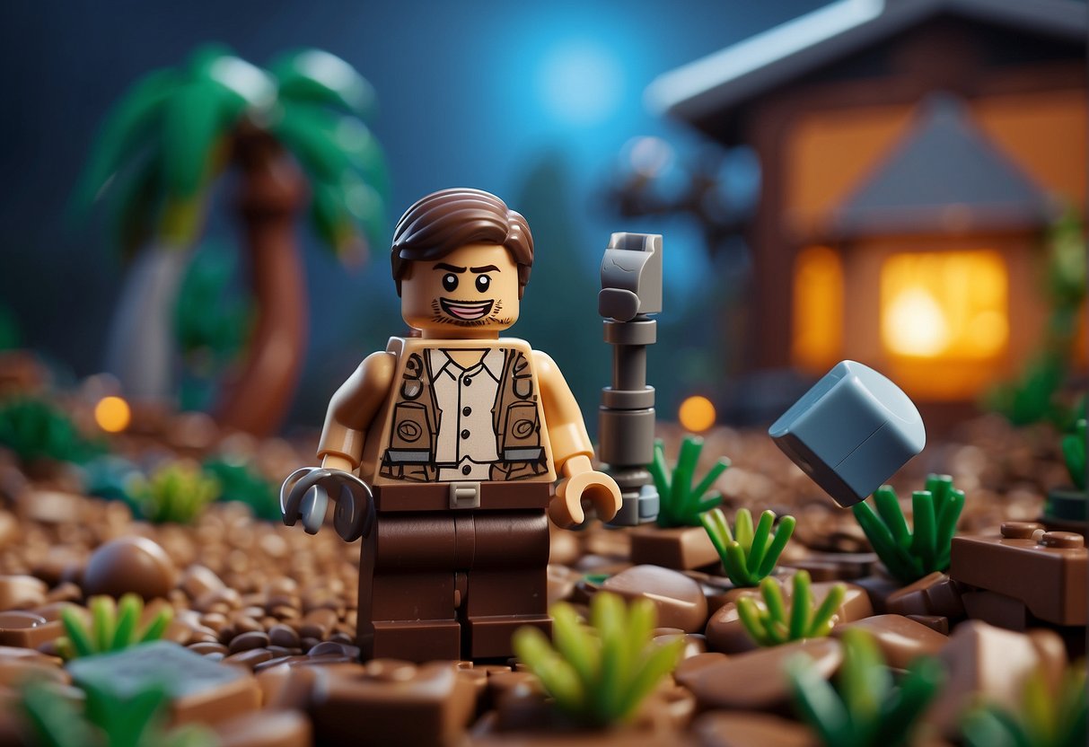 Lego Fortnite character activates autosave feature in a digital environment