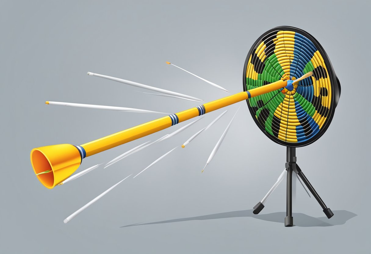 A blowgun shoots at 300 feet per second. A dart is loaded and the blowgun is aimed at a target