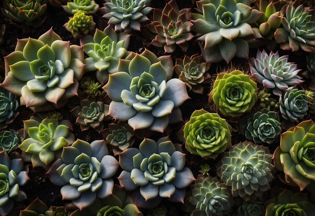 A vertical wall covered in a variety of succulent plants, arranged in a visually stunning and captivating design