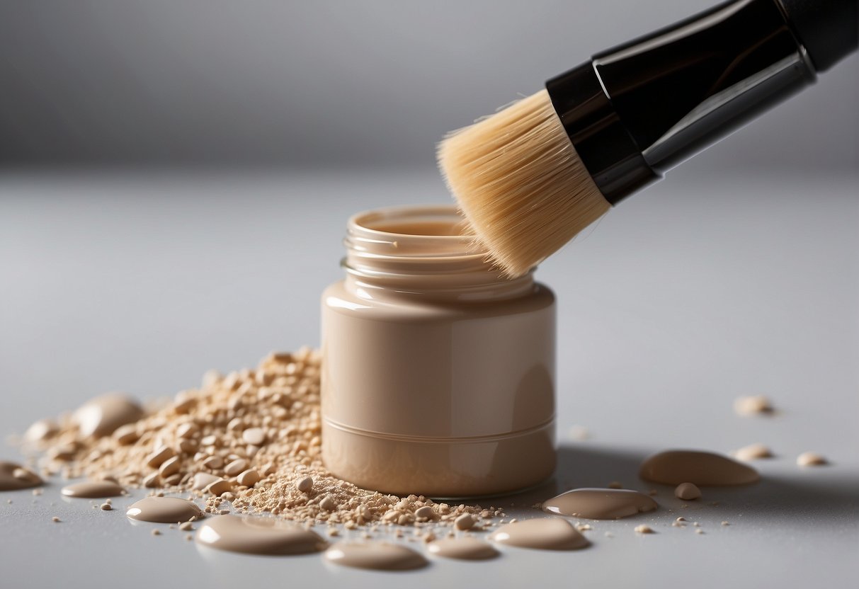 A tube of primer sits on a clean, unblemished surface, ready to be applied. A makeup brush hovers nearby, poised to sweep the product onto the skin
