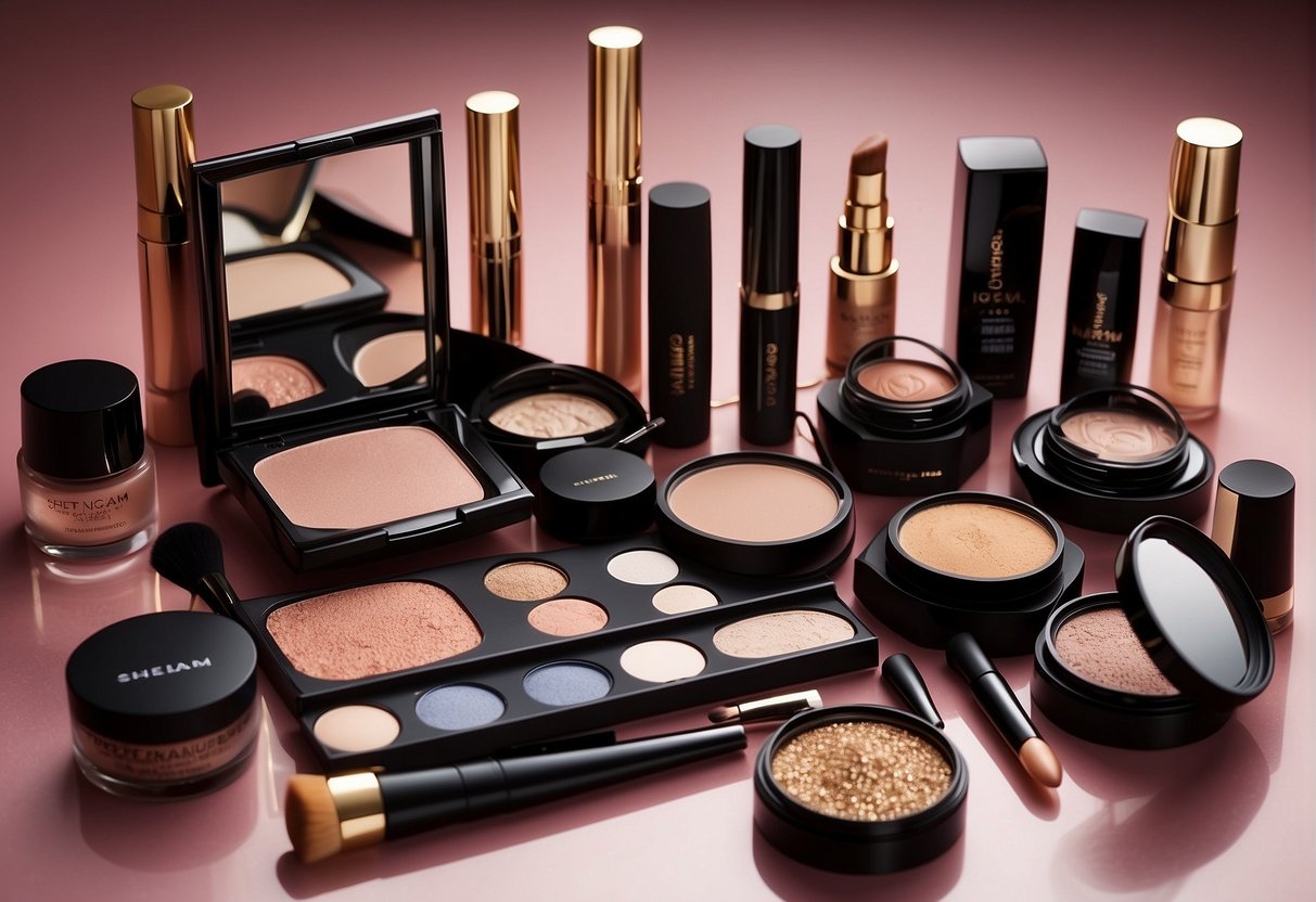A display of sheglam makeup products, showcasing high quality and affordable prices