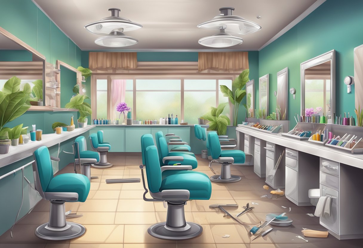 Nail salon with fungus-infested tools and unsanitary conditions
