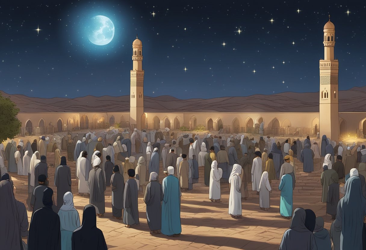 The night sky over Yemen, with people visiting graves and offering prayers for shab e barat 2024