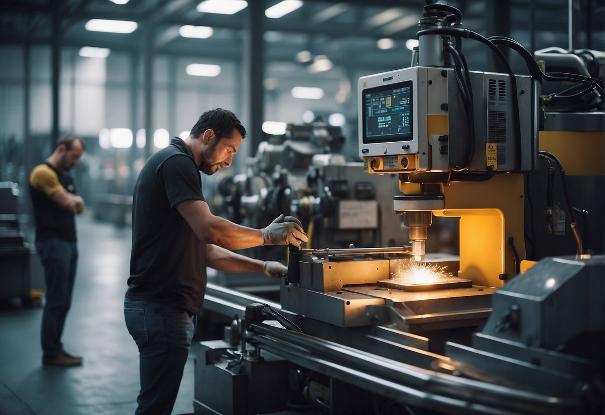 The scene shows a bustling industrial setting with modern machinery and technology, illustrating the latest insights and trends in the Groq industry