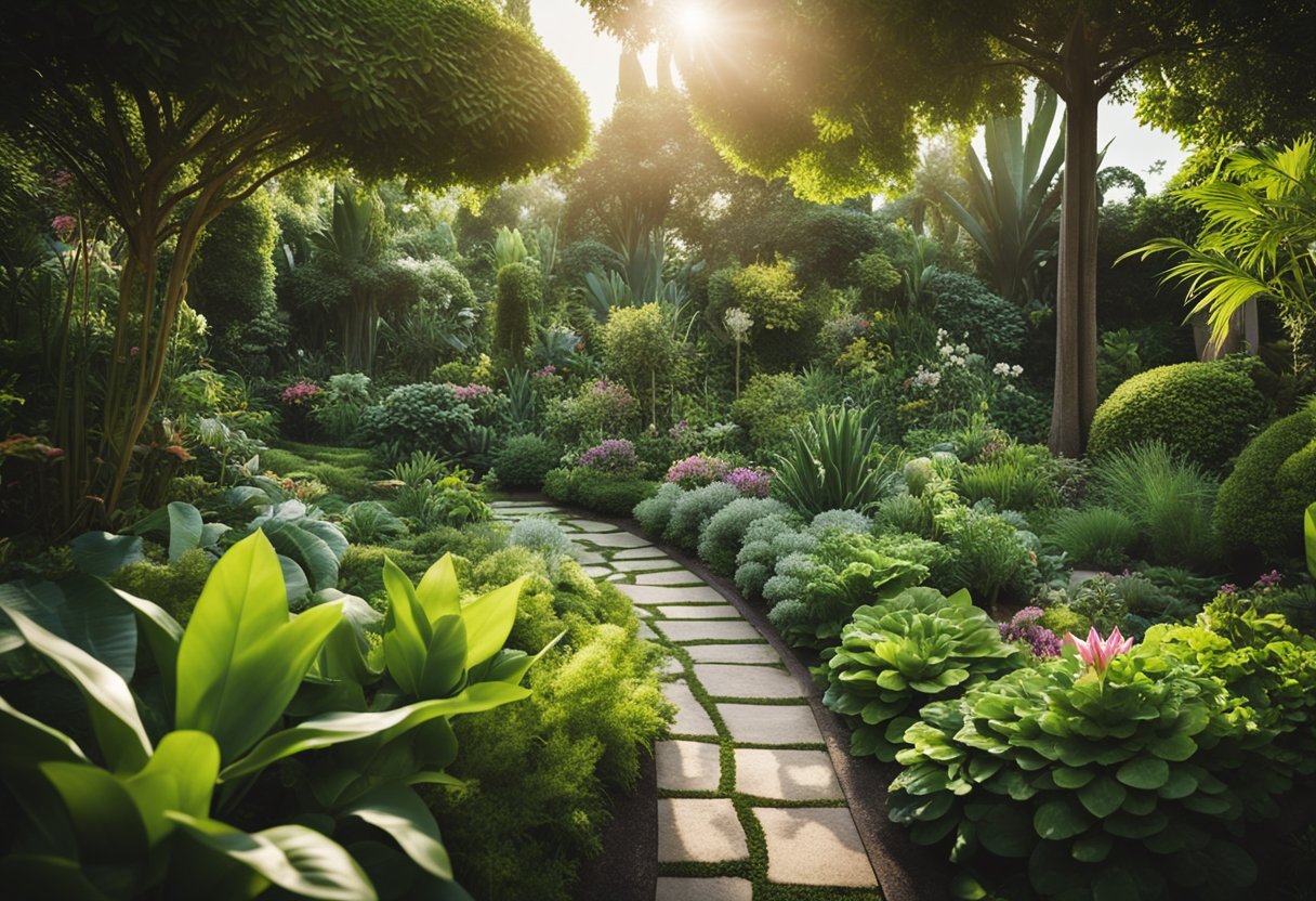 A lush garden showcases the world's most expensive plants, each one carefully tended and displayed with pride. The vibrant colors and intricate details of the flora highlight their rarity and value