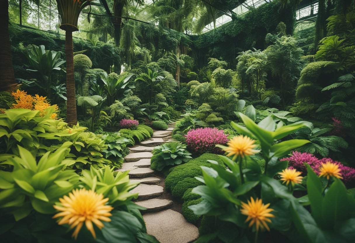 Lush botanical gardens with rare, pricey plants. Arboreta showcase top 10 most expensive flora. Vibrant colors and intricate details